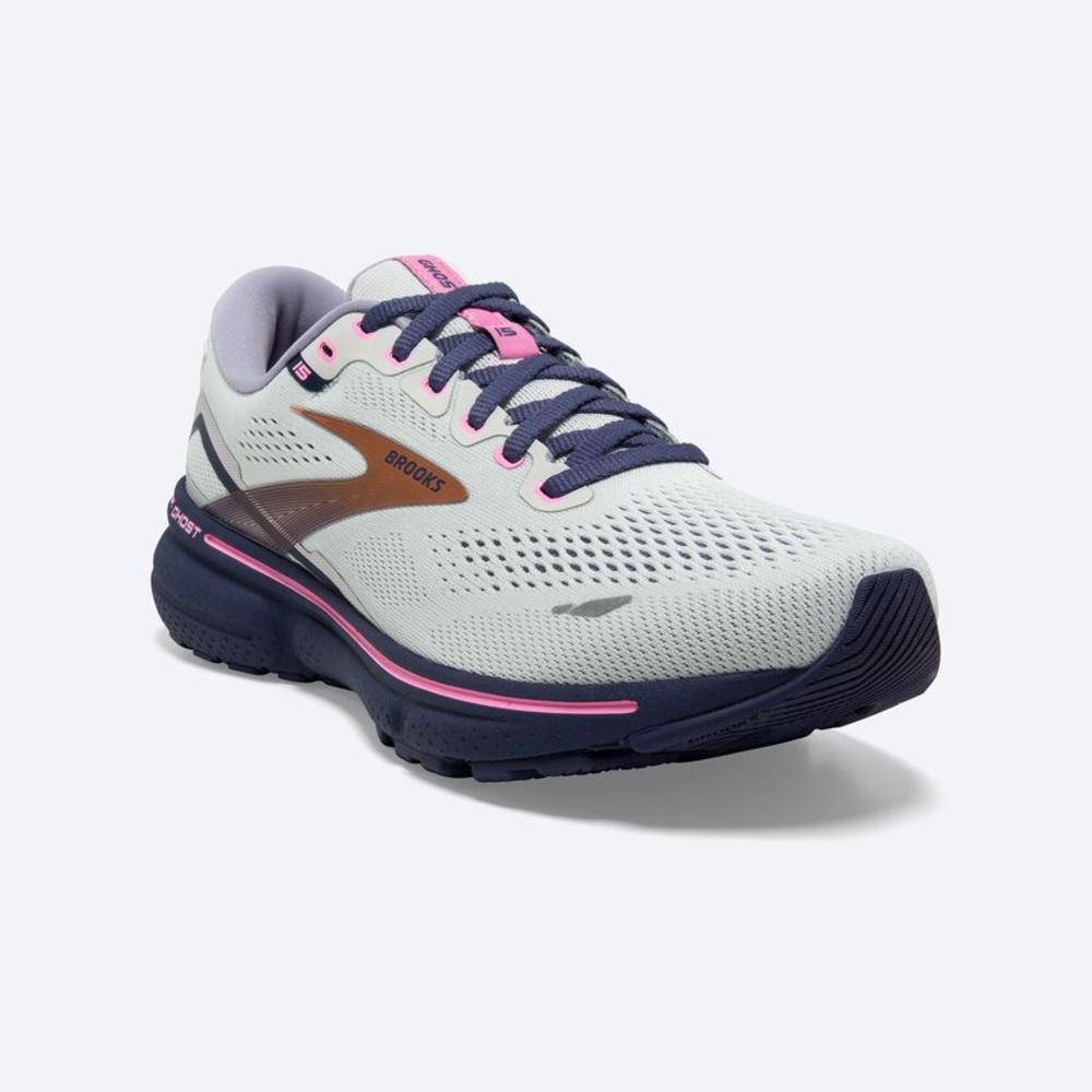 Brooks Ghost 15 runner shoe - 492 - Spa Blue/Neo Pink/ Copper size 10